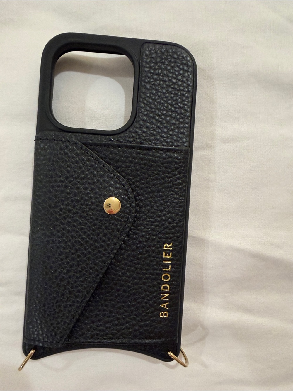 Bandolier Black Leather iPhone 14 Pro Case with Card Pocket NO STRAP